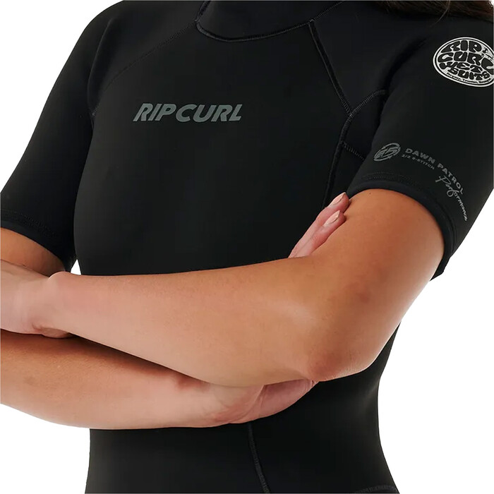 2024 Rip Curl Mujer Dawn Patrol 2mm Back Zip Shorty Neopreno 136WSP - Black